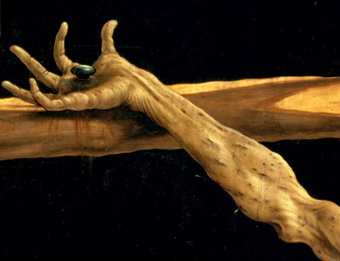 Crucifixion from the Isenheim Altarpiece, detail of Christ's right hand, c.1512-16 (oil on panel)